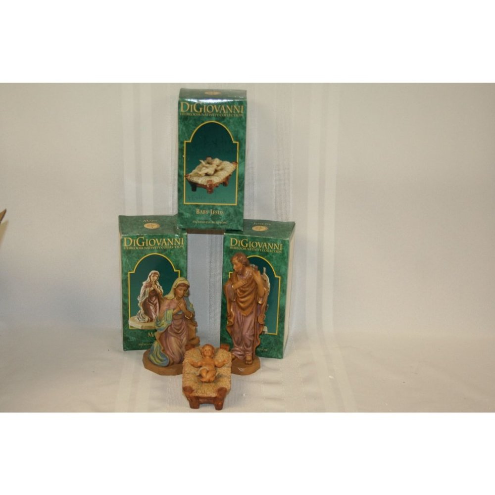 Vintage Di Giovanni Heirloom Nativity Collection 4 Piece Mary Joseph Baby Jesus